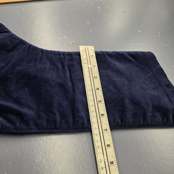 Lands End Santa in Sleigh Needlepoint Christmas Stocking Blue Velvet Back CHRIS - Picture 4 of 6